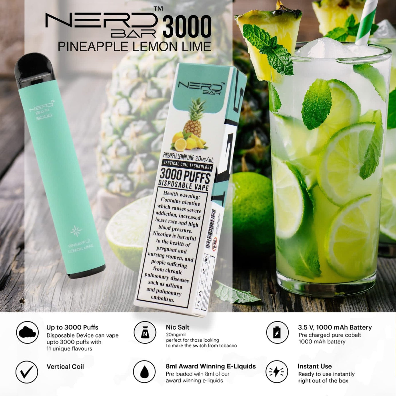 Nerds bar 3000 Pineapple lemon Lime